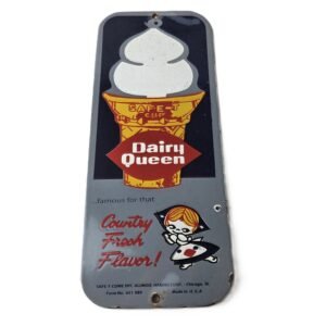 Vintage Old Dairy Queen Sign - Porcelain Diner Gas Pump Sign