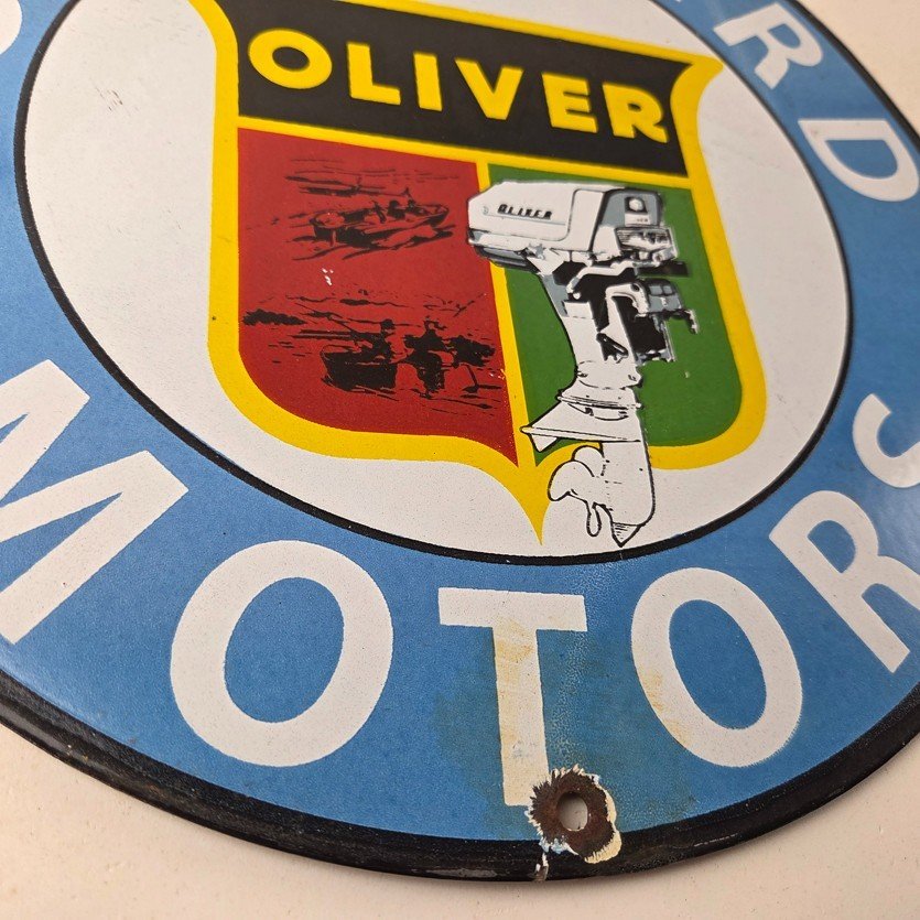 Vintage Oliver Outboards Porcelain Sign - Boat Motor Gas Engines Pump Sign - Image 11