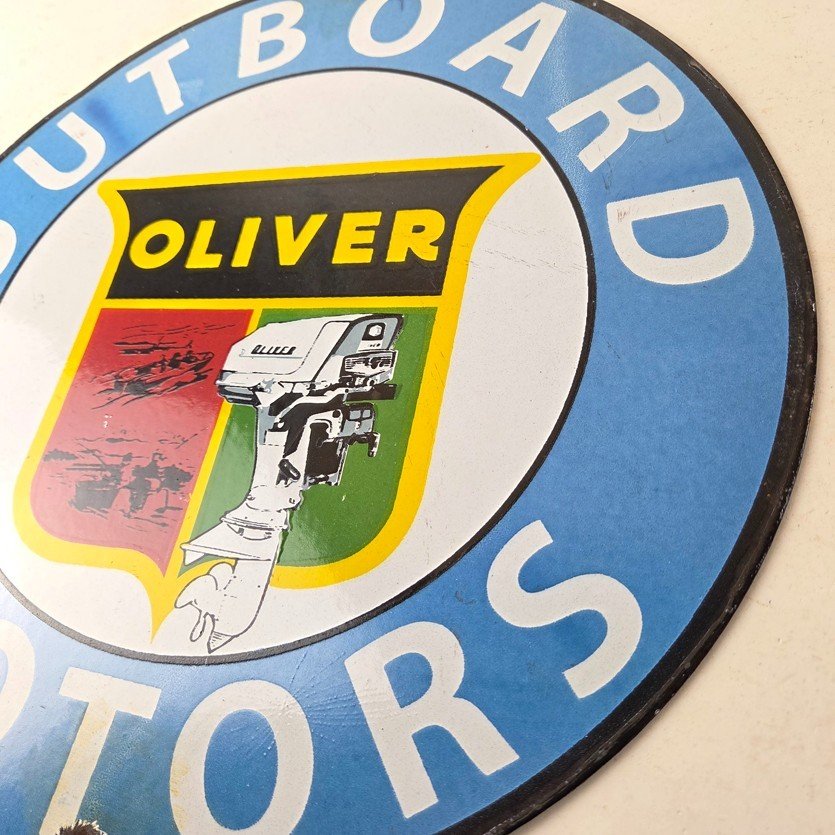 Vintage Oliver Outboards Porcelain Sign - Boat Motor Gas Engines Pump Sign - Image 13