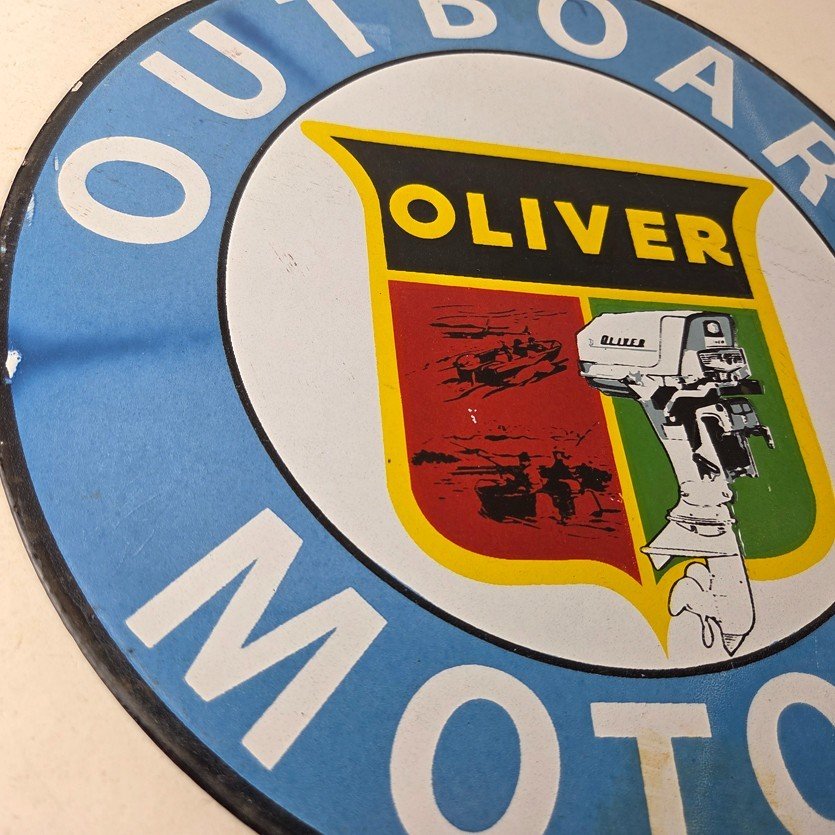 Vintage Oliver Outboards Porcelain Sign - Boat Motor Gas Engines Pump Sign - Image 6