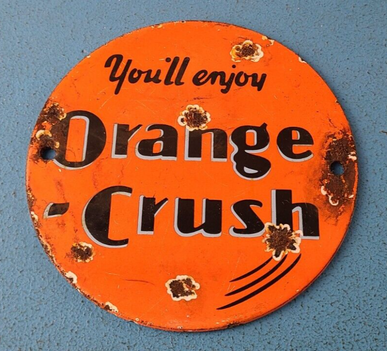 Vintage Orange Crush Sign Soda Drink Carbonated Porcelain Gas Oil Pump Sign 306105175761