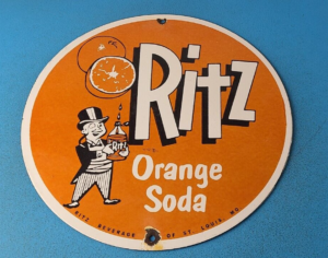 Vintage Orange Soda Sign Ritz Drink Carbonated Porcelain Gas Oil Pump Sign 305860746021