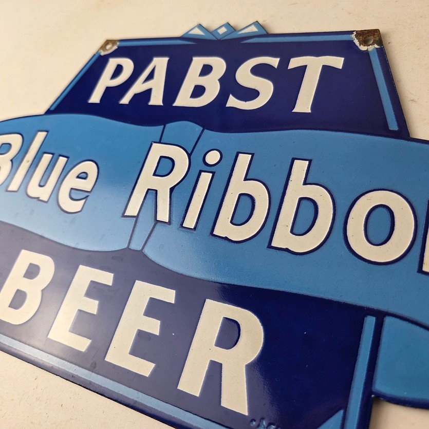 Vintage Pabst Beer Sign - Adult Beverage Blue Ribbon Gas Station Porcelain Sign - Image 12