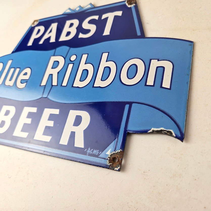 Vintage Pabst Beer Sign - Adult Beverage Blue Ribbon Gas Station Porcelain Sign - Image 13