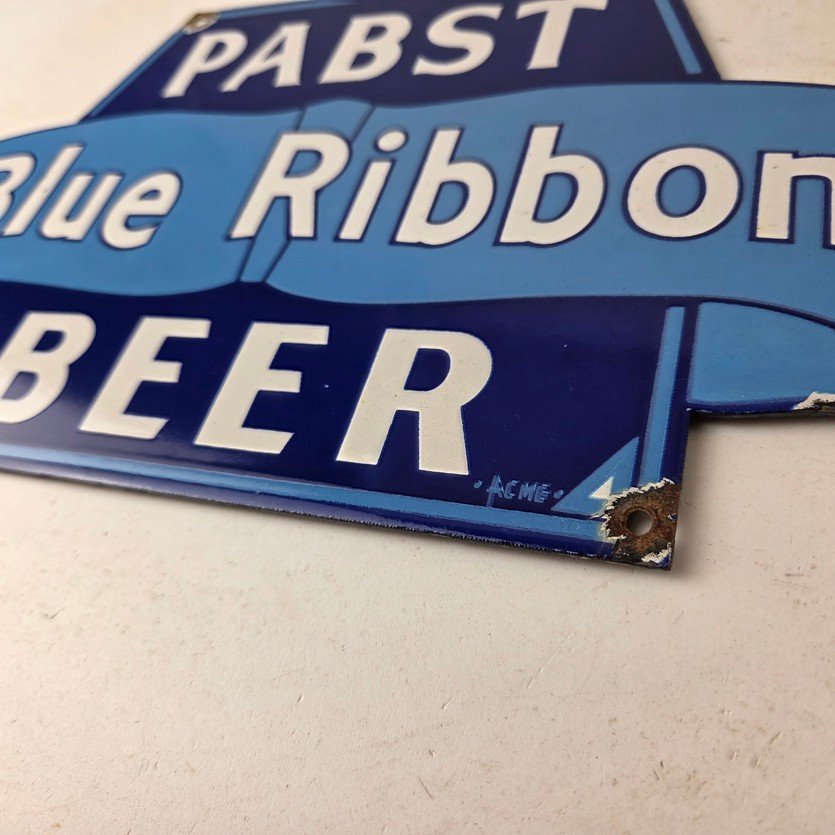 Vintage Pabst Beer Sign - Adult Beverage Blue Ribbon Gas Station Porcelain Sign - Image 14