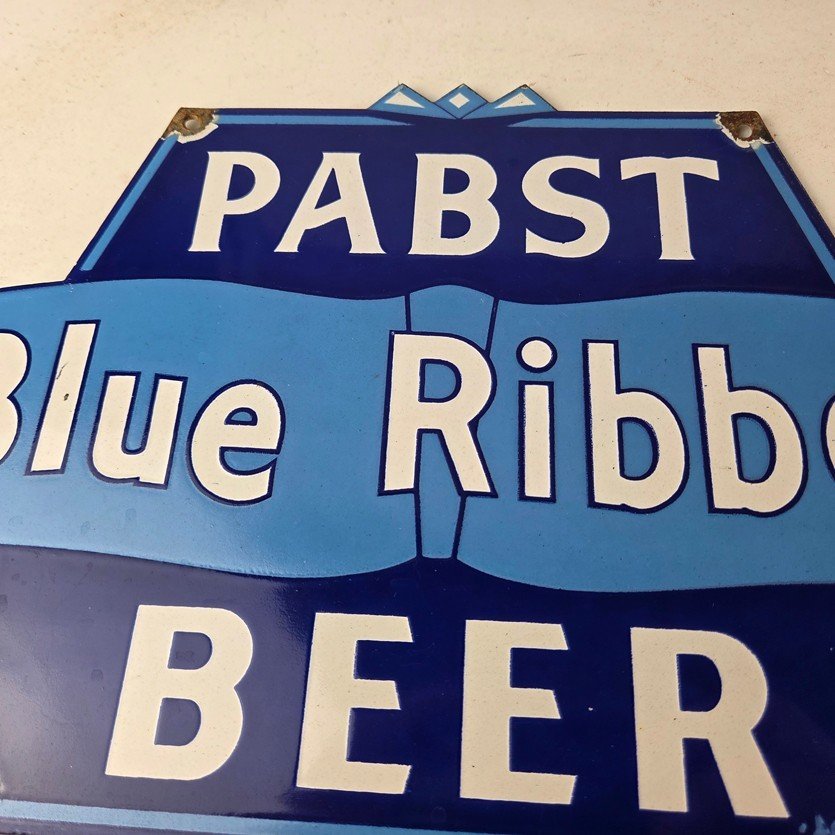 Vintage Pabst Beer Sign - Adult Beverage Blue Ribbon Gas Station Porcelain Sign - Image 3