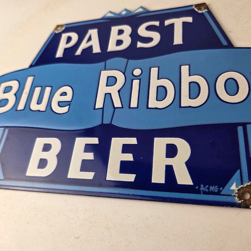 Vintage Pabst Beer Sign - Adult Beverage Blue Ribbon Gas Station Porcelain Sign - Image 4