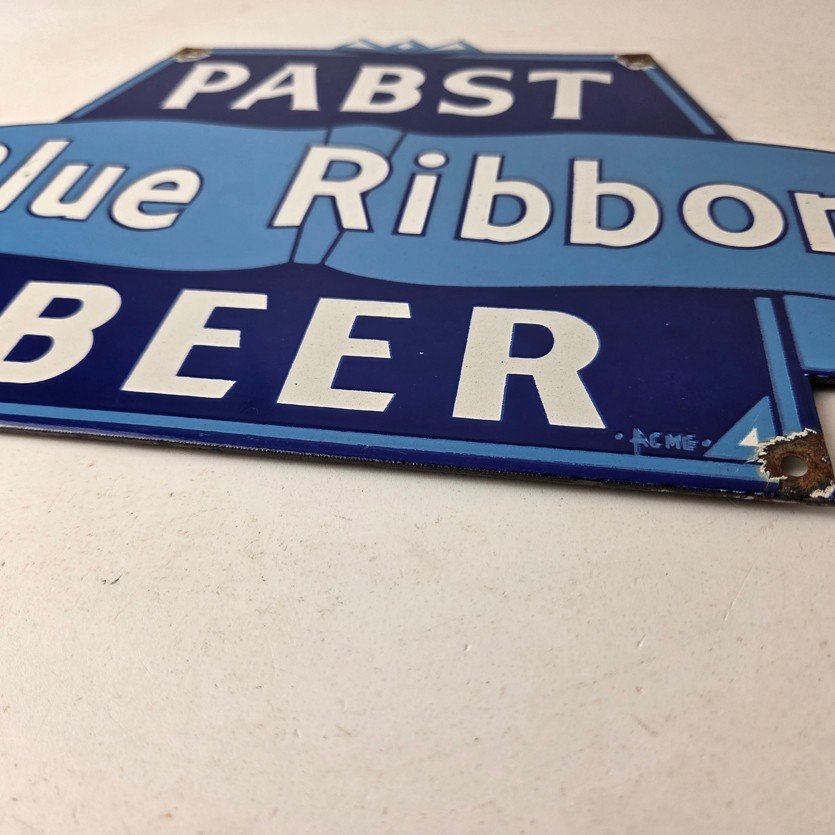 Vintage Pabst Beer Sign - Adult Beverage Blue Ribbon Gas Station Porcelain Sign - Image 10