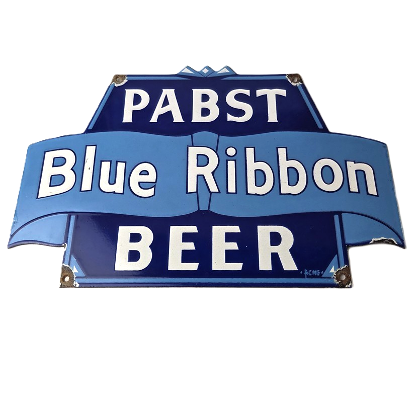 Vintage Pabst Beer Sign - Adult Beverage Blue Ribbon Gas Station Porcelain Sign
