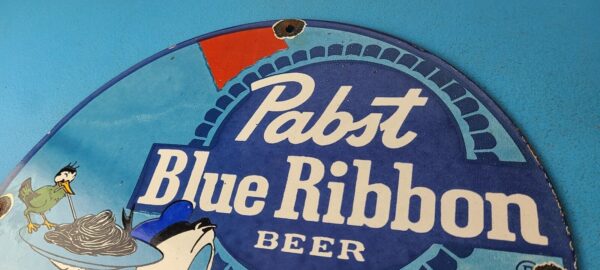 Vintage Pabst Blue Ribbon Beer Sign Brewery Beverage Gas Pump Porcelain Sign 305697735661 7