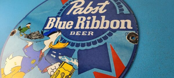 Vintage Pabst Blue Ribbon Beer Sign Brewery Beverage Gas Pump Porcelain Sign 305697735661 8