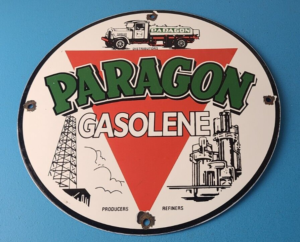 Vintage Paragon Gasoline Sign Porcelain Service Gas Pump Sign 305859184621