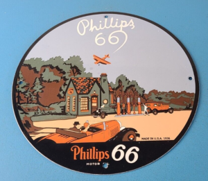 Vintage Phillips 66 Gasoline Sign Gas Porcelain Pump Service Station Sign 305895608751