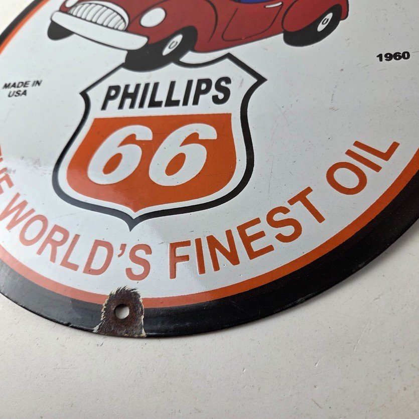 Vintage Phillips 66 Gasoline Sign - Porcelain Gas Pump Service Station Sign - Image 14