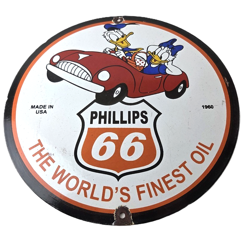 Vintage Phillips 66 Gasoline Sign - Porcelain Gas Pump Service Station Sign