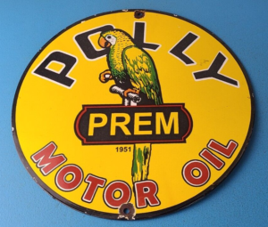 Vintage Polly Motor Oil Sign Porcelain Premium Gasoline Pump Plate Sign 305848910721