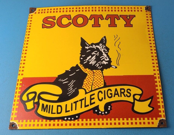 Vintage Porcelain Sign Scotty Tobacco Cigar Pipe General Store Gas Sign 305764243501