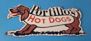 Vintage Portillos Hot Dogs Sign Gas Service Grocery Food Porcelain Sign 305863688091