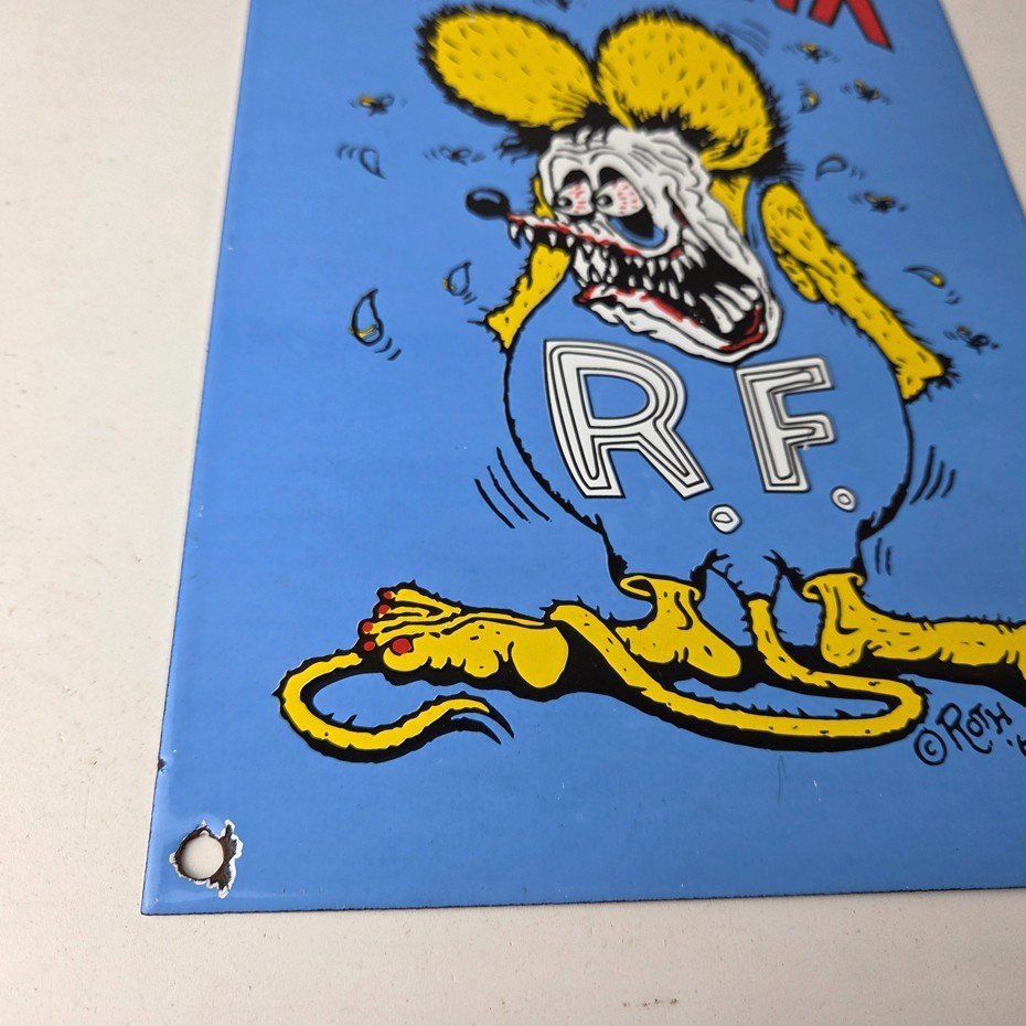 Vintage Rat Fink Sign - Big Daddy Roth Gas Pump Porcelain Garage Shop Sign - Image 7