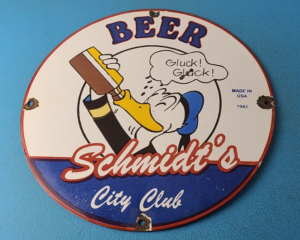 Vintage Schmidts Beer Sign Disney Duck Beverage Piggly Gas Oil Pump Sign 305899020141