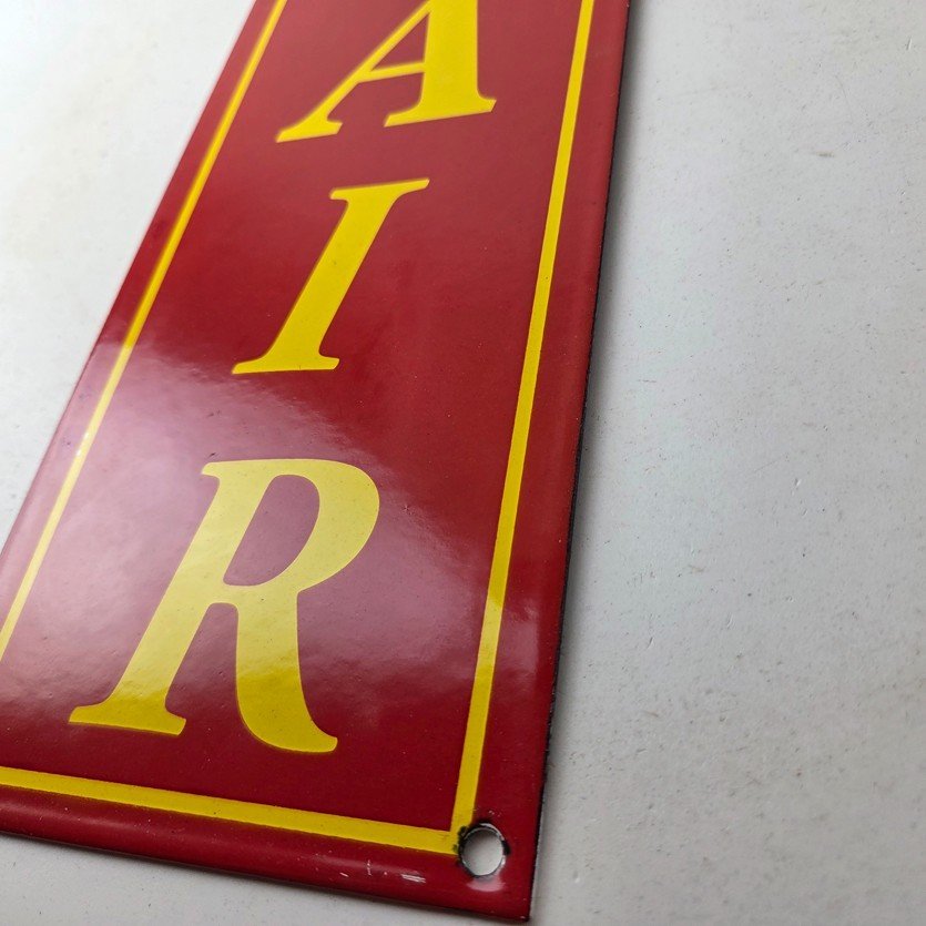 Vintage Shell Gasoline Sign - Free Air Auto Tires Gas Pump Porcelain Sign - Image 14