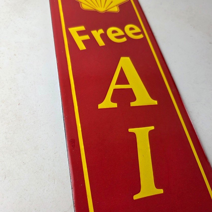 Vintage Shell Gasoline Sign - Free Air Auto Tires Gas Pump Porcelain Sign - Image 6