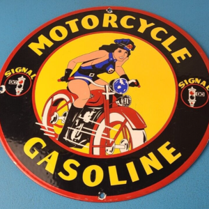 Vintage Signal Gasoline Sign - Harley Davidson Motorcycles Porcelain Sign