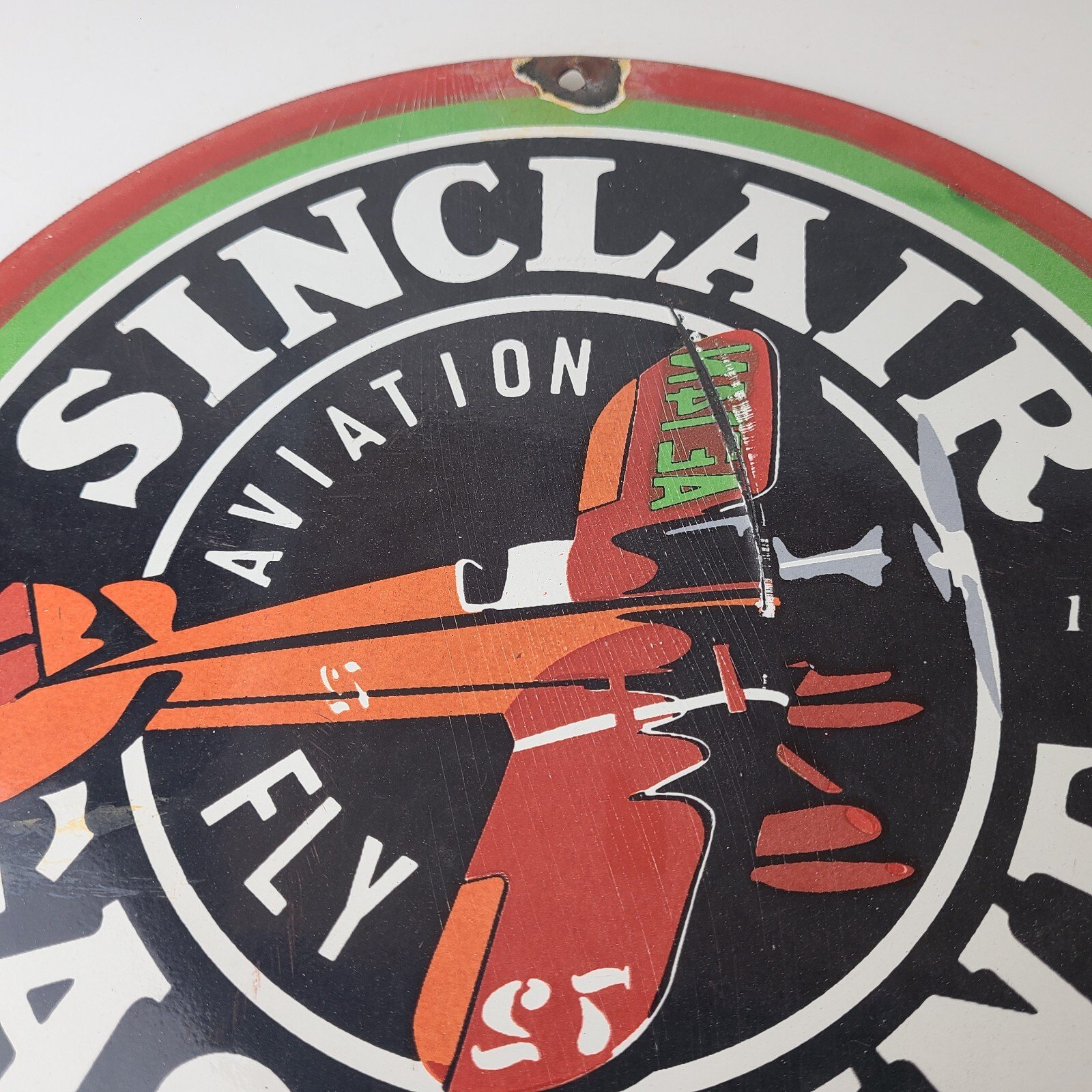 Vintage Sinclair Gasoline Sign - Airplane Porcelain Gas Pump Sign - Image 12