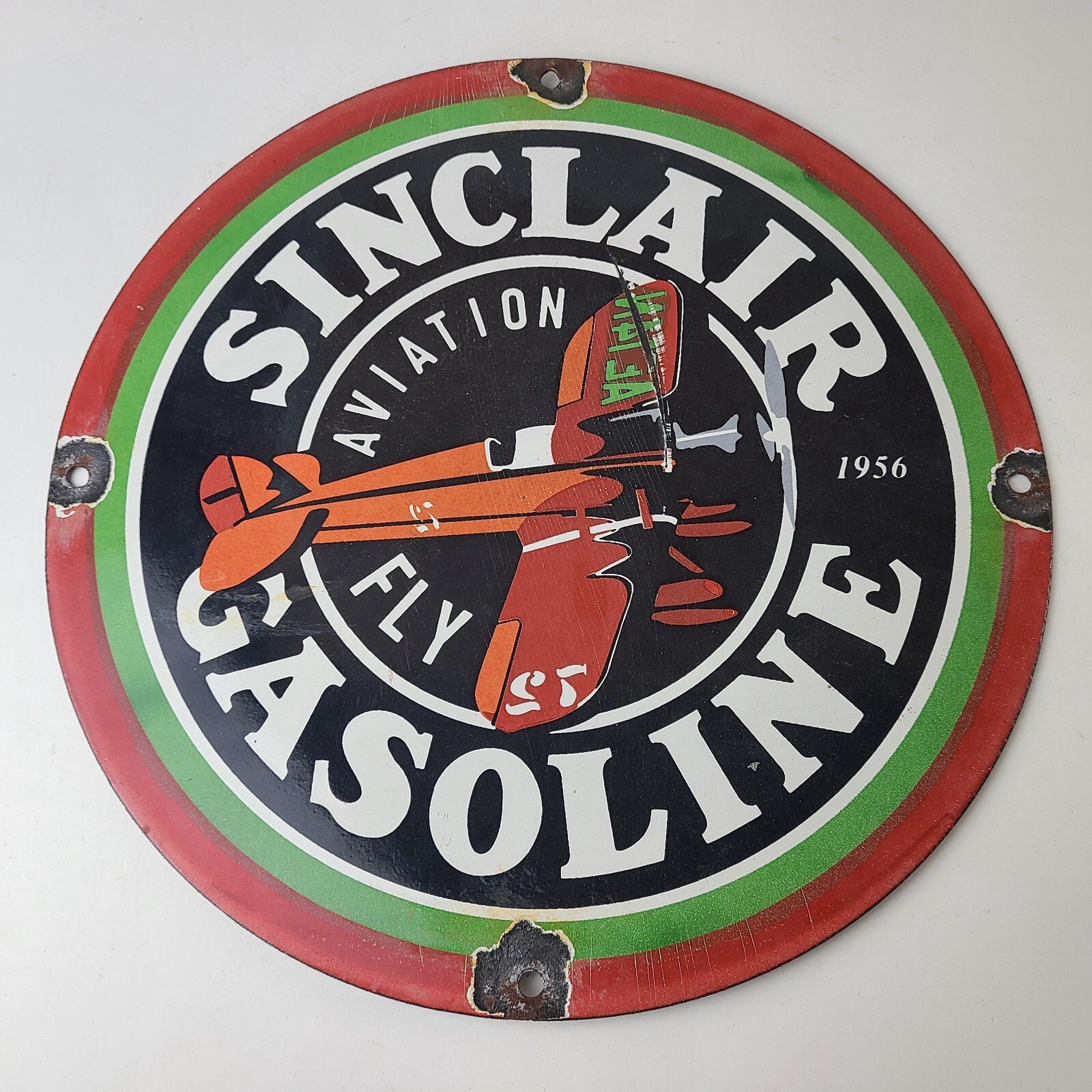 Vintage Sinclair Gasoline Sign - Airplane Porcelain Gas Pump Sign - Image 13