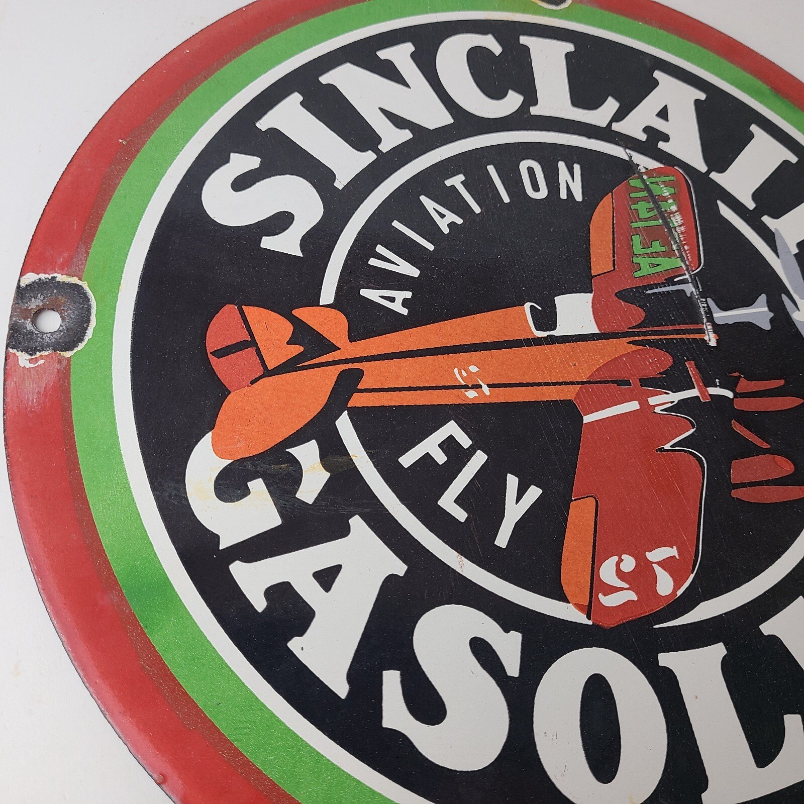 Vintage Sinclair Gasoline Sign - Airplane Porcelain Gas Pump Sign - Image 6