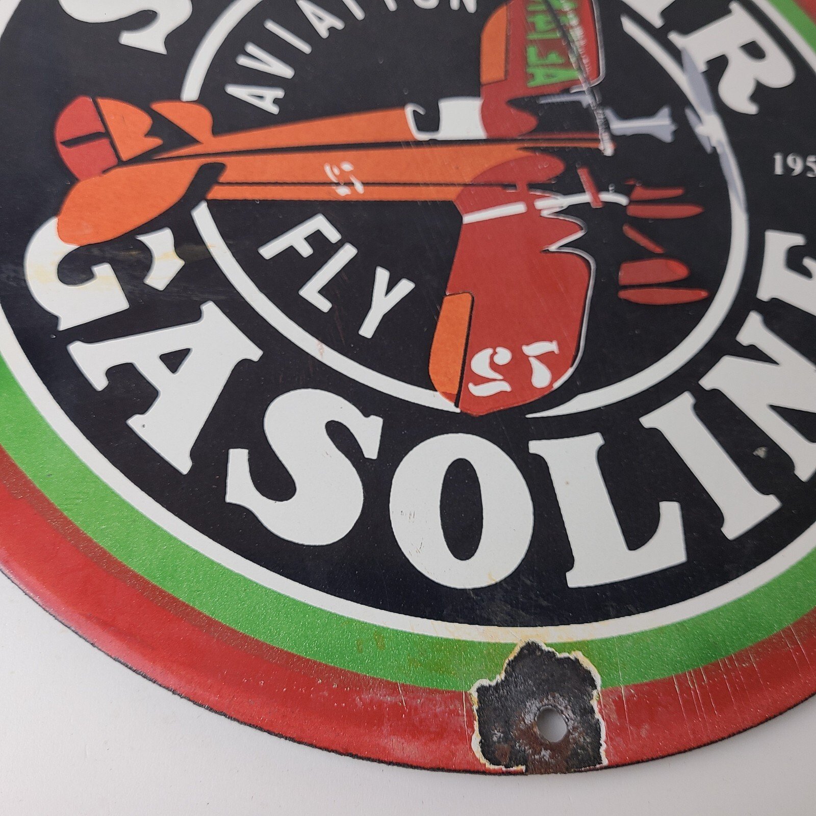 Vintage Sinclair Gasoline Sign - Airplane Porcelain Gas Pump Sign - Image 7