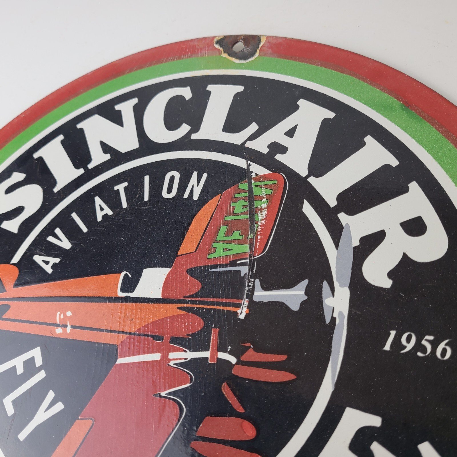 Vintage Sinclair Gasoline Sign - Airplane Porcelain Gas Pump Sign - Image 8