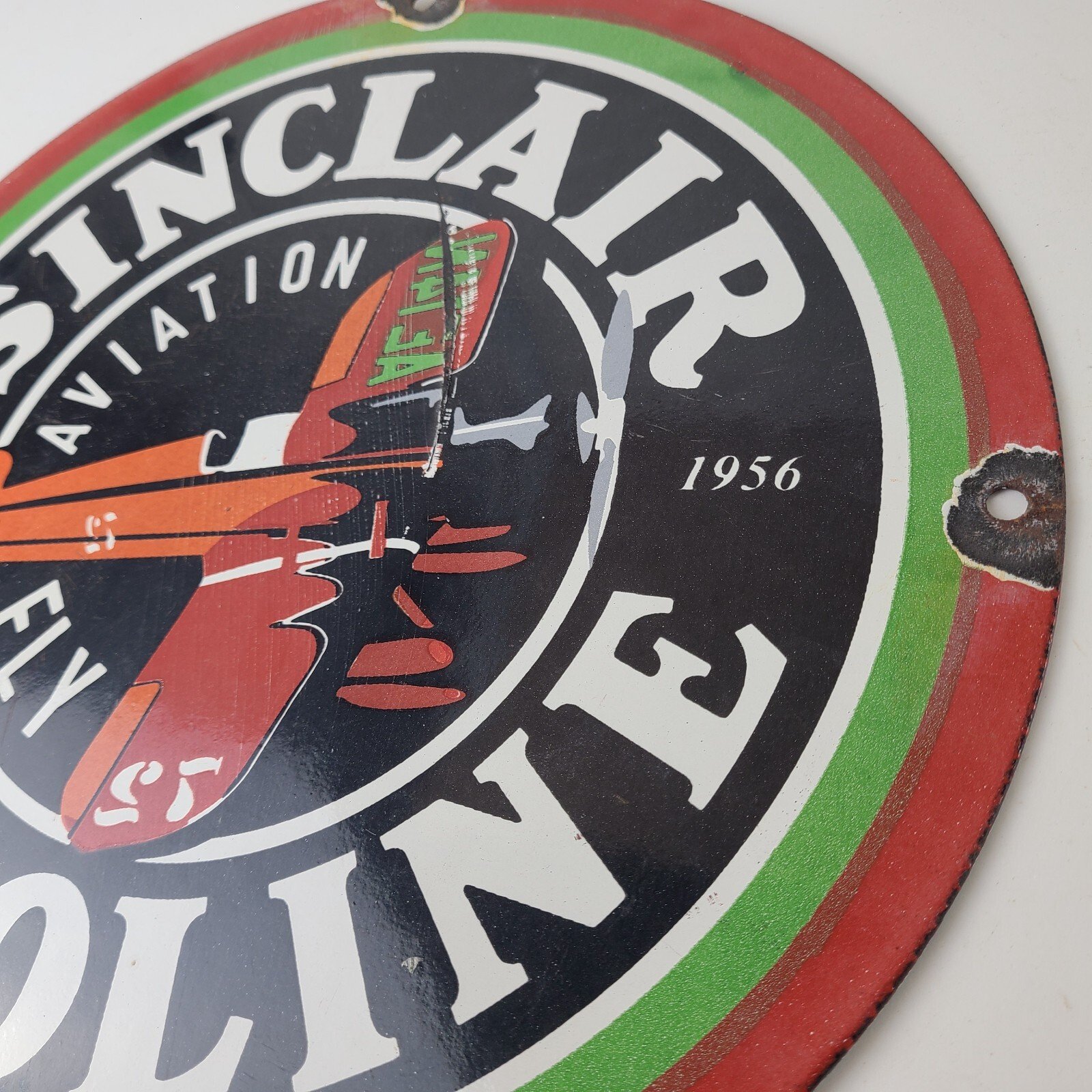 Vintage Sinclair Gasoline Sign - Airplane Porcelain Gas Pump Sign - Image 9