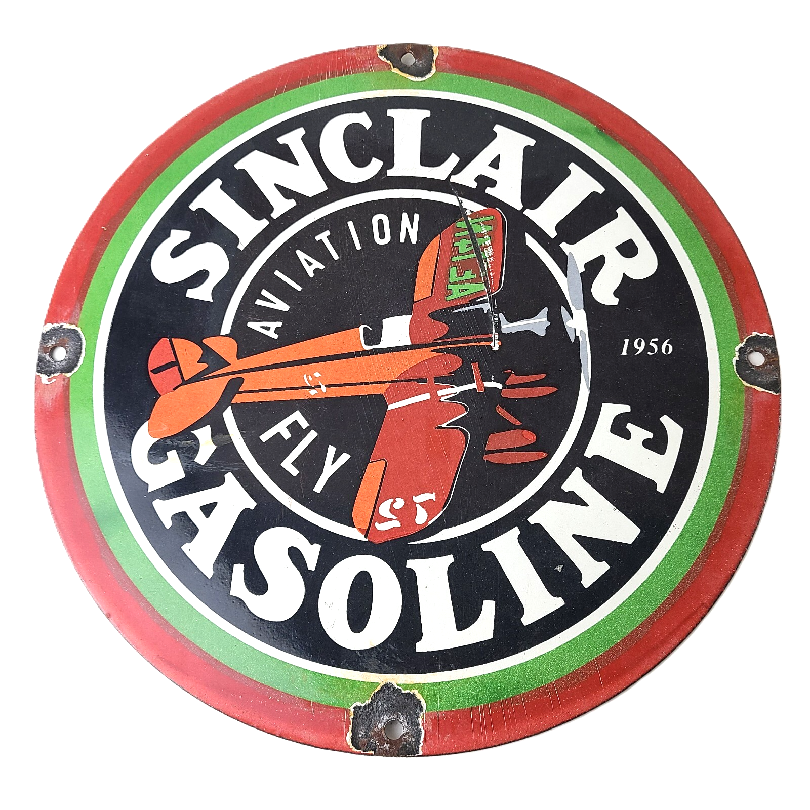 Vintage Sinclair Gasoline Sign - Airplane Porcelain Gas Pump Sign