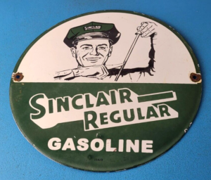 Vintage Sinclair Gasoline Sign Porcelain Gas Pump Attendant Sign 305897163531