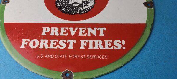 Vintage Smokey Bear Forest Fires Sign Prevention Gas Porcelain Sign 305774089201 11