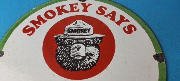 Vintage Smokey Bear Forest Fires Sign Prevention Gas Porcelain Sign 305774089201 12