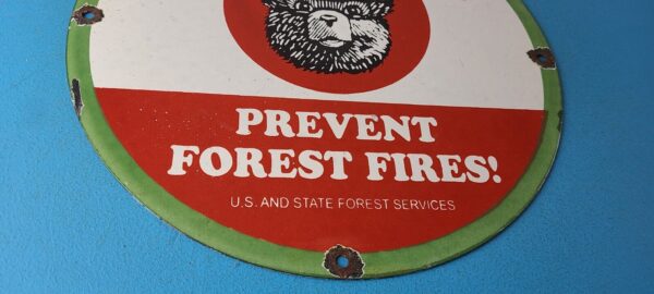 Vintage Smokey Bear Forest Fires Sign Prevention Gas Porcelain Sign 305774089201 6