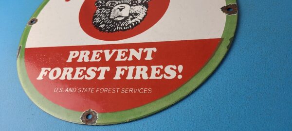 Vintage Smokey Bear Forest Fires Sign Prevention Gas Porcelain Sign 305774089201 9