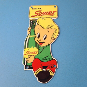 Vintage Squirt Soda Boy Sign Gas Pump Wall Service Sales Porcelain Sign 305885334651