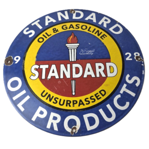 Vintage Standard Oil Company Sign - Gas Motor Oil Pump Plate Porcelain Sign