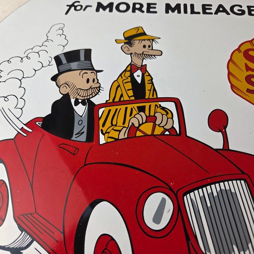 Vintage Super Shell Gasoline Sign - Service Gas Mutt Jeff Porcelain Sign - Image 4