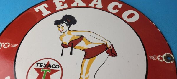 Vintage Texaco Gasoline Sign Gas Motor Oil Pump Porcelain Sign 305762299861 12