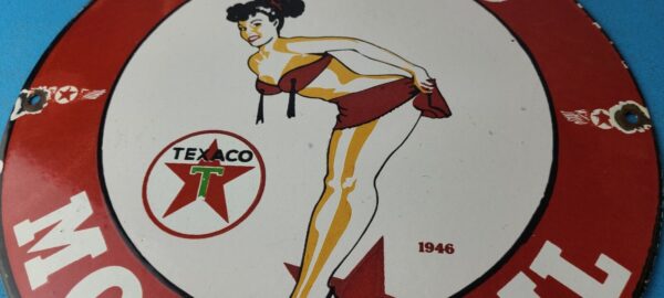 Vintage Texaco Gasoline Sign Gas Motor Oil Pump Porcelain Sign 305762299861 3