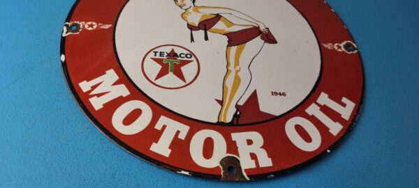 Vintage Texaco Gasoline Sign Gas Motor Oil Pump Porcelain Sign 305762299861 6