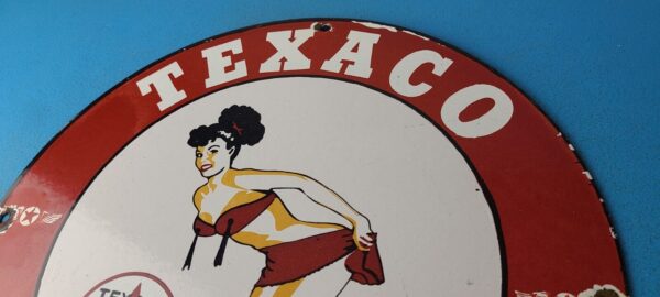 Vintage Texaco Gasoline Sign Gas Motor Oil Pump Porcelain Sign 305762299861 7