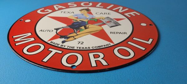 Vintage Texaco Gasoline Sign Gas Pump Motor Oil Porcelain Enamel Metal Sign 305669422231 10