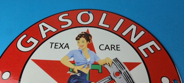 Vintage Texaco Gasoline Sign Gas Pump Motor Oil Porcelain Enamel Metal Sign 305669422231 12