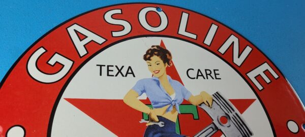 Vintage Texaco Gasoline Sign Gas Pump Motor Oil Porcelain Enamel Metal Sign 305669422231 4