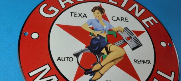 Vintage Texaco Gasoline Sign Gas Pump Motor Oil Porcelain Enamel Metal Sign 305669422231 5